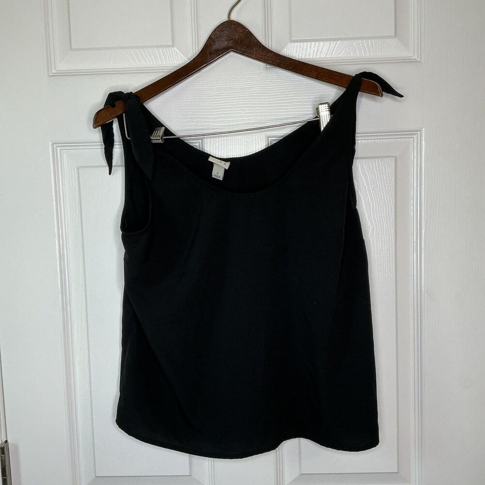 A New Day Womens Black Tie Shoulder Tank Top Size L